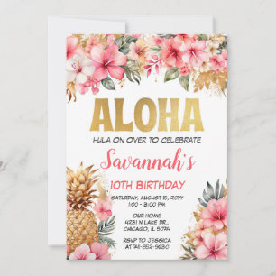 Invitation Fête d'anniversaire Aloha hawaïenne