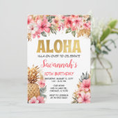 Invitation Fête d'anniversaire Aloha hawaïenne (Debout devant)