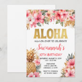 Invitation Fête d'anniversaire Aloha hawaïenne (Devant / Derrière)