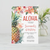 Invitation Fête d'anniversaire Aloha hawaïenne (Debout devant)