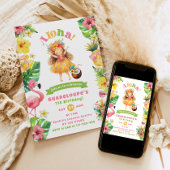 Invitation Fête d'anniversaire Aloha Luau Tropical