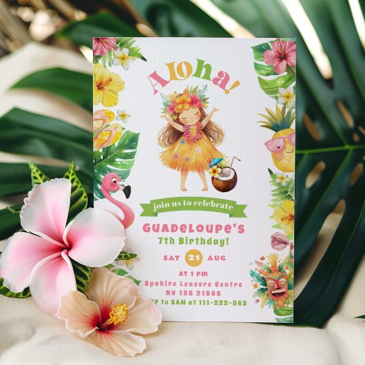 Invitation Fête d'anniversaire Aloha Luau Tropical