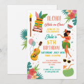 Invitation Fête d'anniversaire Aloha Tiki Lei Aloha  (Devant / Derrière)