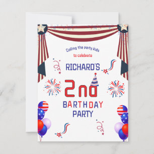 Invitation Fête d'anniversaire amusante d'enfants américains