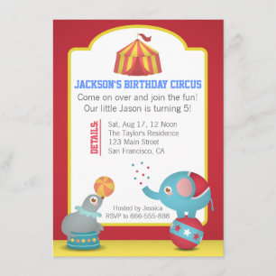 Invitation Fête d'anniversaire amusante sur le thème du cirqu