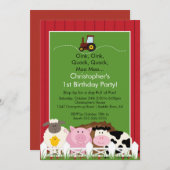 Invitation Fête d'anniversaire animale d'amusement de (Devant / Derrière)