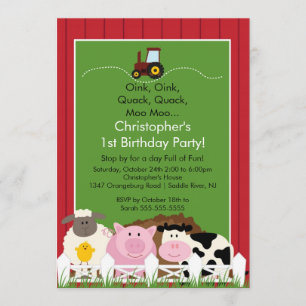 Invitation Fête d'anniversaire animale d'amusement de