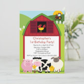 Invitation Fête d'anniversaire animale d'amusement de (Debout devant)