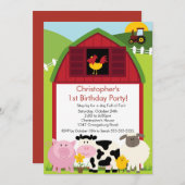 Invitation Fête d'anniversaire animale d'amusement de (Devant / Derrière)