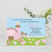 Invitation Fête d'anniversaire animale d'amusement de grange (Debout devant)