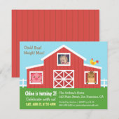 Invitation Fête d'anniversaire animale de photo de basse-cour (Devant / Derrière)