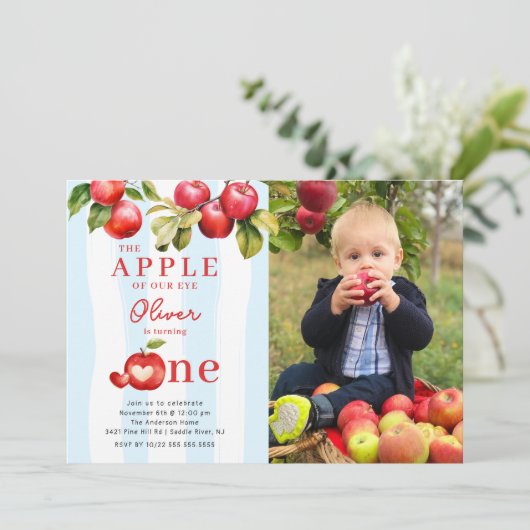 Invitation Fête d'anniversaire Apple (Debout devant)