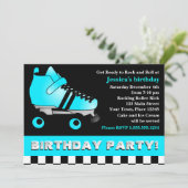 Invitation Fête d'anniversaire Aqua Blue Roller Skate (Debout devant)