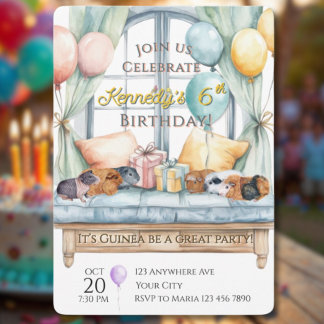 Invitation Fête d'anniversaire aquarelle avec un adorable coc
