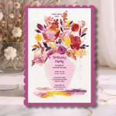 Invitation fête d'anniversaire Aquarelle Fleurs Va