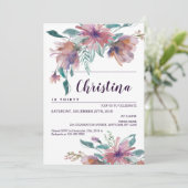 Invitation Fête d'anniversaire aquarelle florale élégante (Debout devant)