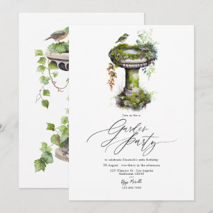Invitation Fête d'anniversaire aquarelle oiseaux Élégante Fêt