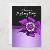 Invitation Fête d'anniversaire Arc Bow Diamant Perle Violet (Devant)