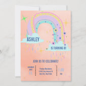 Invitation Fête d'anniversaire arc-en-ciel (Devant)