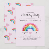 Invitation Fête d'anniversaire arc-en-ciel (Devant / Derrière)