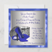 Invitation Fête d'anniversaire Argent Bleu Royal (Dos)