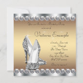 Invitation Fête d'anniversaire argent et or pour femme (Dos)