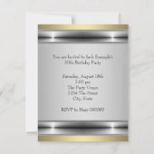 Invitation Fête d'anniversaire argent or pour homme (Dos)