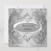 Invitation Fête d'anniversaire Argent sur Parties scintillant (Devant)