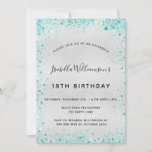 Invitation Fête d'anniversaire argent turquoise parties scint (Devant)