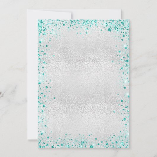 Invitation Fête d'anniversaire argent turquoise parties scint (Dos)