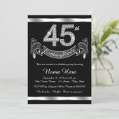 Invitation Fête d'anniversaire argentée 45 ans (Debout devant)