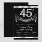 Invitation Fête d'anniversaire argentée 45 ans (Devant / Derrière)