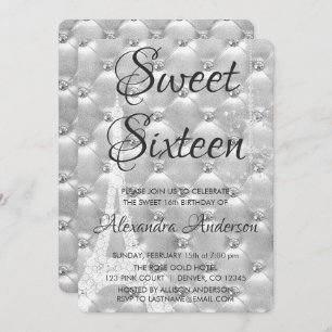 Invitation Fête d'anniversaire argentée de sweet sixteen de