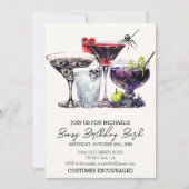 Invitation Fête d'anniversaire arrosée à l'occasion d'Hallowe (Devant)