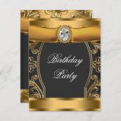 Invitation Fête d'anniversaire Art déco (Devant / Derrière)