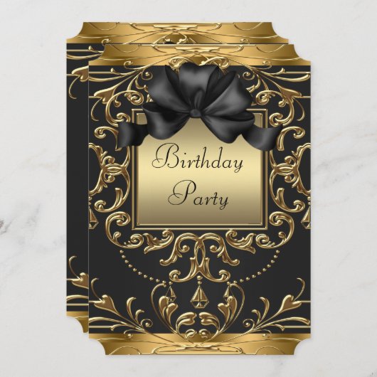 Invitation Fête d'anniversaire Art déco (Devant / Derrière)