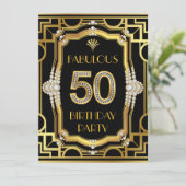 Invitation Fête d'anniversaire Art Déco 50 ans (Debout devant)