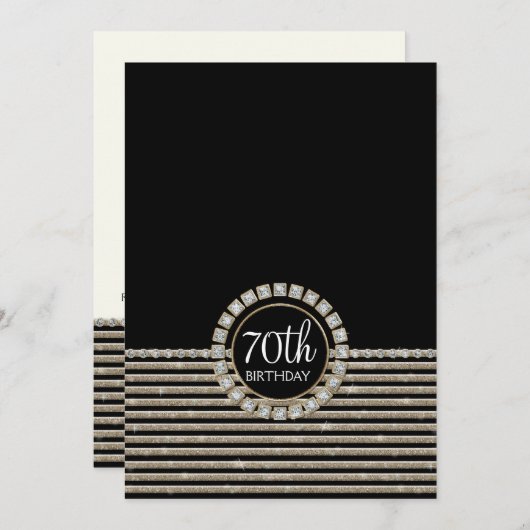 Invitation Fête d'anniversaire Art déco moderne horizontale (Devant / Derrière)
