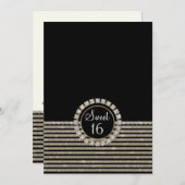 Invitation Fête d'anniversaire Art déco moderne horizontale (Devant / Derrière)