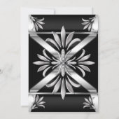 Invitation Fête d'anniversaire Art Déco Noir Argent Chrome (Dos)