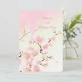 Invitation Fête d'anniversaire asiatique aux cerisiers roses (Debout devant)