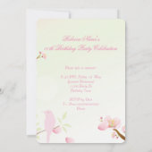 Invitation Fête d'anniversaire asiatique aux cerisiers roses (Dos)