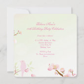 Invitation Fête d'anniversaire asiatique aux cerisiers roses (Dos)