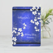 Invitation Fête d'anniversaire asiatique en bleu noir (Debout devant)