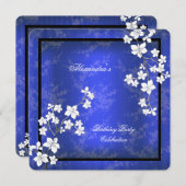 Invitation Fête d'anniversaire asiatique en bleu noir (Devant / Derrière)