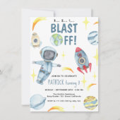 Invitation Fête d'anniversaire Astronaute Décollage spatial (Devant)