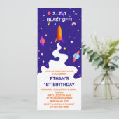 Invitation Fête d'anniversaire Astronaute Espace (Debout devant)