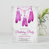 Invitation Fête d'anniversaire Attrape-rêves Violet Bohème Ru (Debout devant)