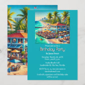 Invitation Fête d'anniversaire au Beach Cafe (Devant / Derrière)