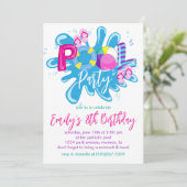 Invitation Fête d'anniversaire au bord de la piscine (Debout devant)